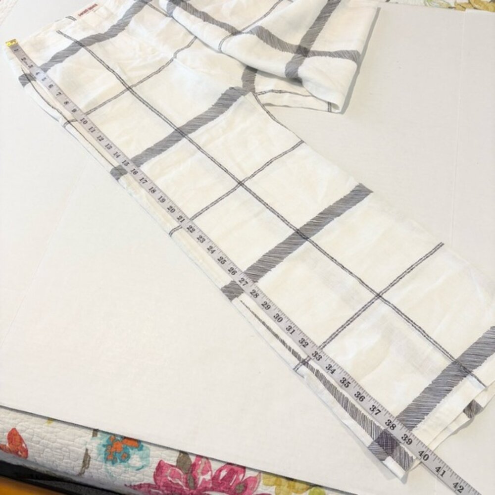 Emporio Sirenuse Linen Pants High Rise Wide Leg White Navy Check Plaid, IT 40 - Picture 13 of 15